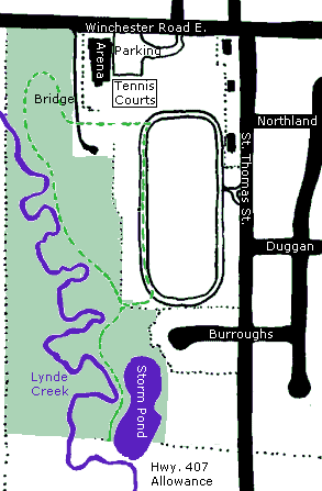 Map of approximate trail route (in green)